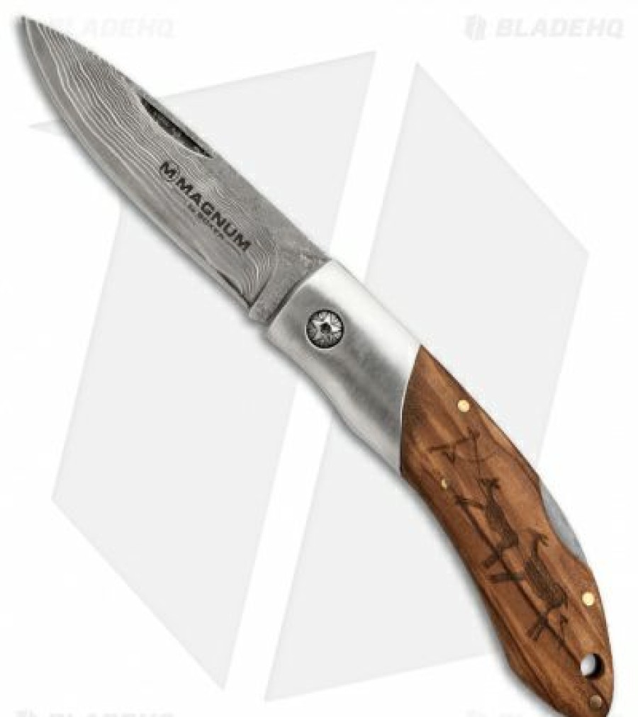 Pocket Knives Boker  | Boker Magnum Caveman Lockback Knife (3.25″ Damascus) 01Ry818Dam Cheap Online